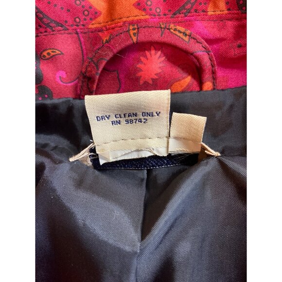 Transitions Paisley Jacket Black S Red Black Trim Light Preppy Boho Corpcore - Picture 4 of 7